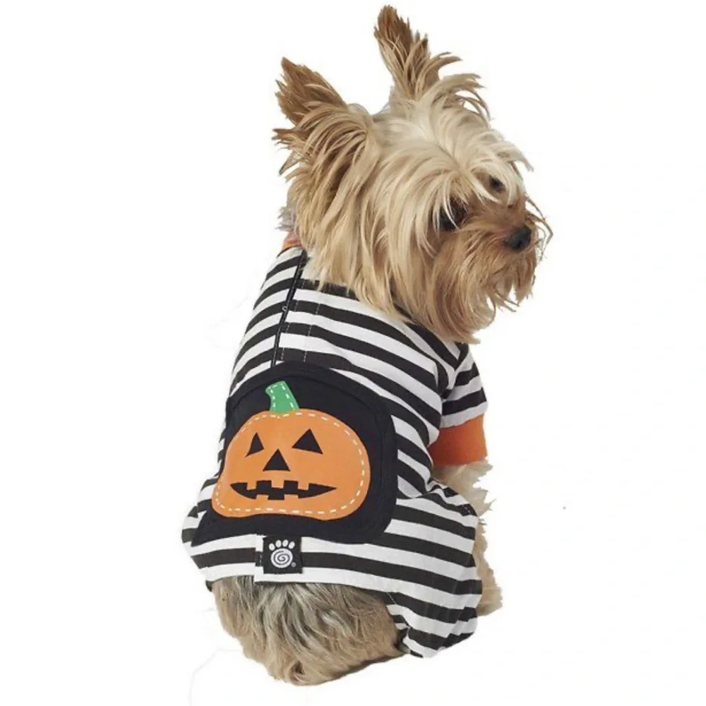 🎃 Petrageous Designs Pumpkin Patch Striped Halloween Dog Pajamas